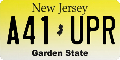 NJ license plate A41UPR