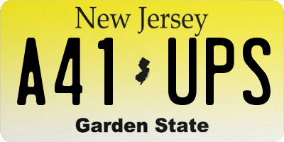 NJ license plate A41UPS
