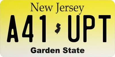 NJ license plate A41UPT