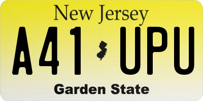 NJ license plate A41UPU