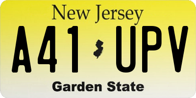 NJ license plate A41UPV