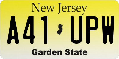 NJ license plate A41UPW