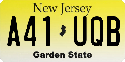 NJ license plate A41UQB