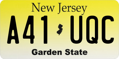 NJ license plate A41UQC