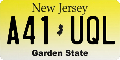NJ license plate A41UQL