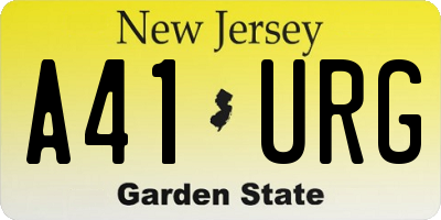 NJ license plate A41URG