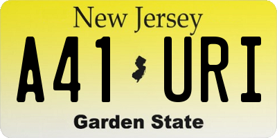 NJ license plate A41URI