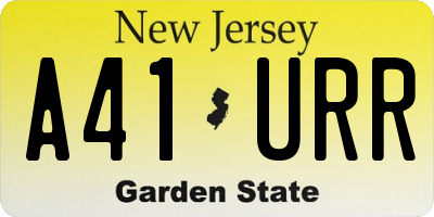 NJ license plate A41URR
