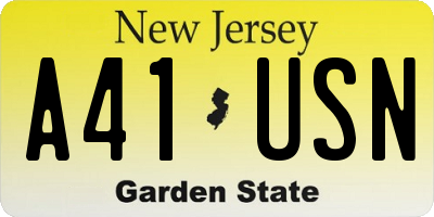 NJ license plate A41USN