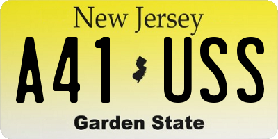 NJ license plate A41USS