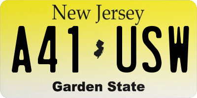 NJ license plate A41USW
