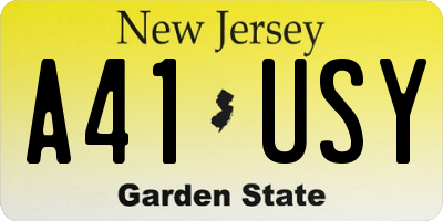 NJ license plate A41USY