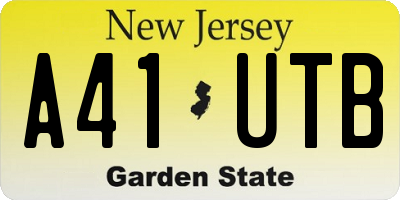 NJ license plate A41UTB
