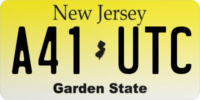 NJ license plate A41UTC