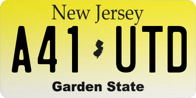 NJ license plate A41UTD