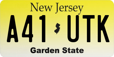NJ license plate A41UTK