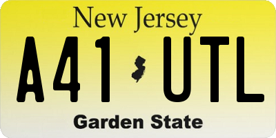 NJ license plate A41UTL