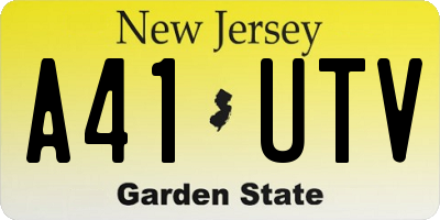 NJ license plate A41UTV