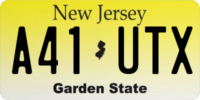 NJ license plate A41UTX