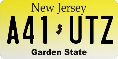 NJ license plate A41UTZ