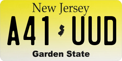 NJ license plate A41UUD