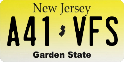 NJ license plate A41VFS