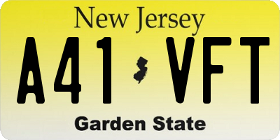 NJ license plate A41VFT