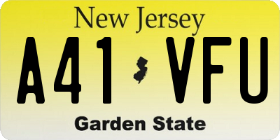 NJ license plate A41VFU