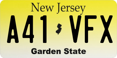 NJ license plate A41VFX