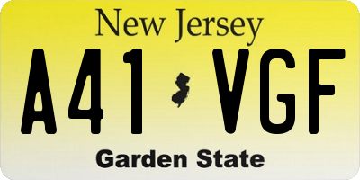 NJ license plate A41VGF