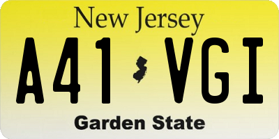 NJ license plate A41VGI