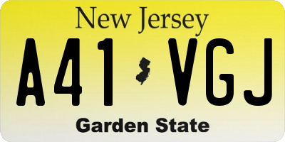 NJ license plate A41VGJ