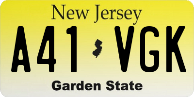 NJ license plate A41VGK