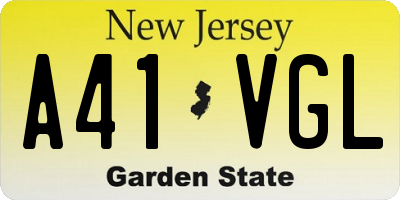 NJ license plate A41VGL