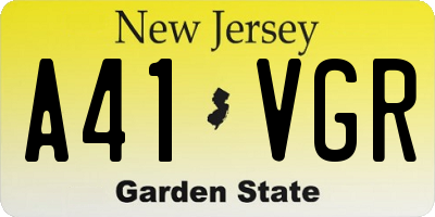 NJ license plate A41VGR