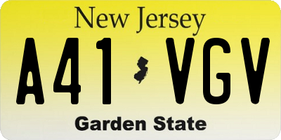 NJ license plate A41VGV