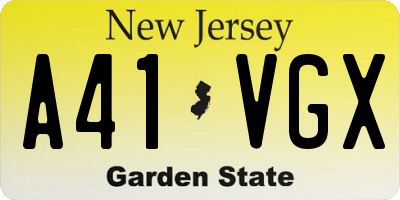 NJ license plate A41VGX