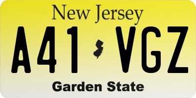 NJ license plate A41VGZ