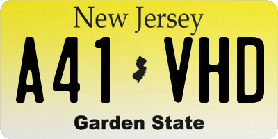 NJ license plate A41VHD