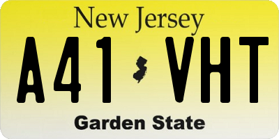 NJ license plate A41VHT