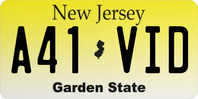 NJ license plate A41VID