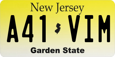 NJ license plate A41VIM