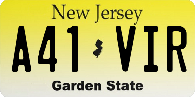 NJ license plate A41VIR