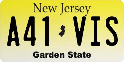 NJ license plate A41VIS