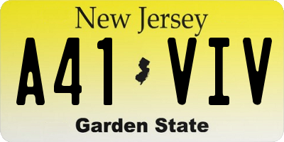 NJ license plate A41VIV