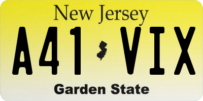 NJ license plate A41VIX