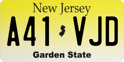 NJ license plate A41VJD