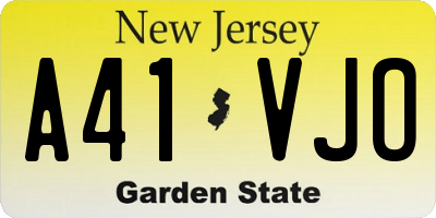 NJ license plate A41VJO