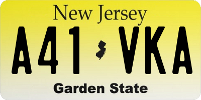 NJ license plate A41VKA