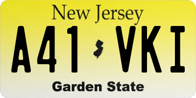 NJ license plate A41VKI
